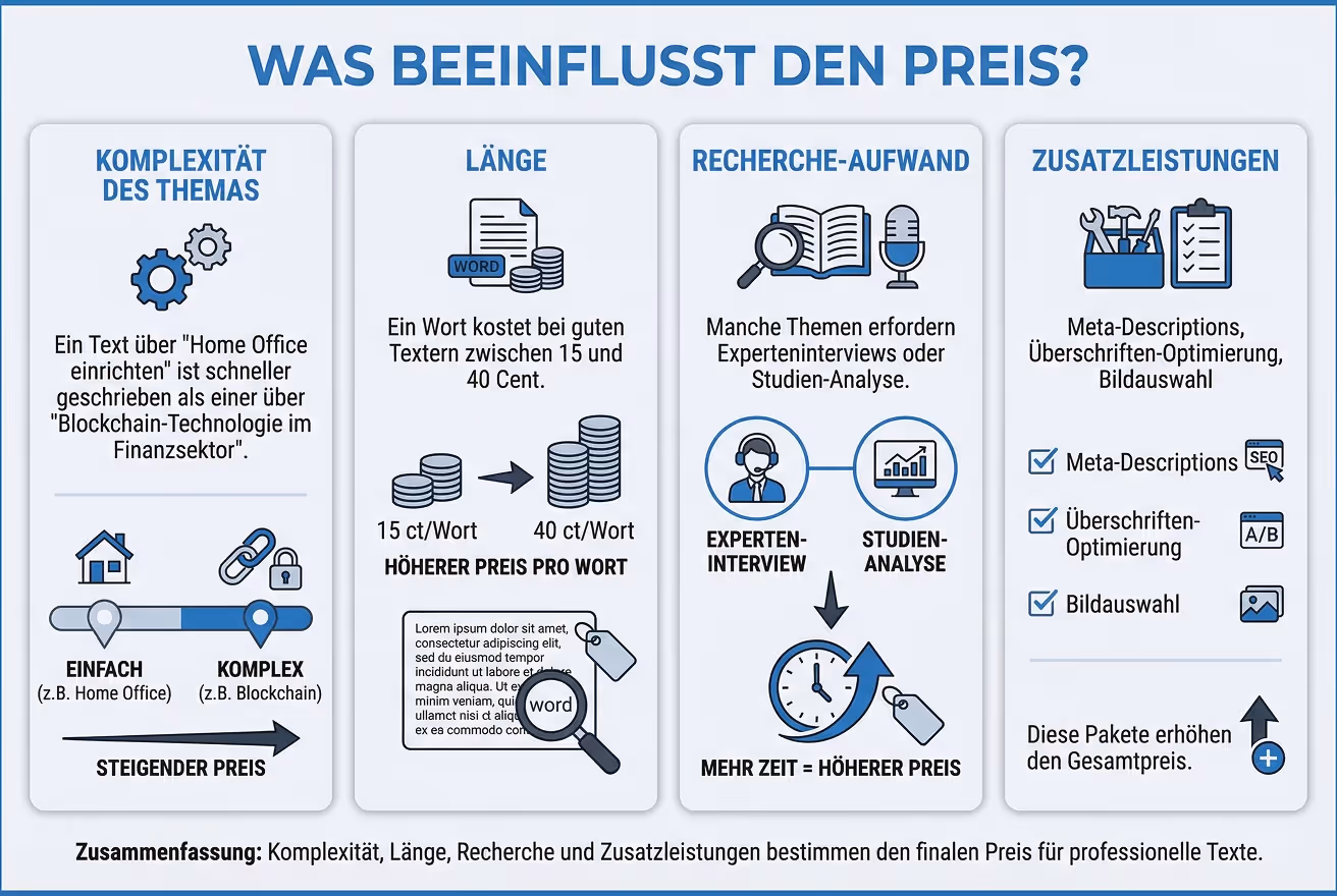 SEO Texte schreiben lassen Preisfaktoren
