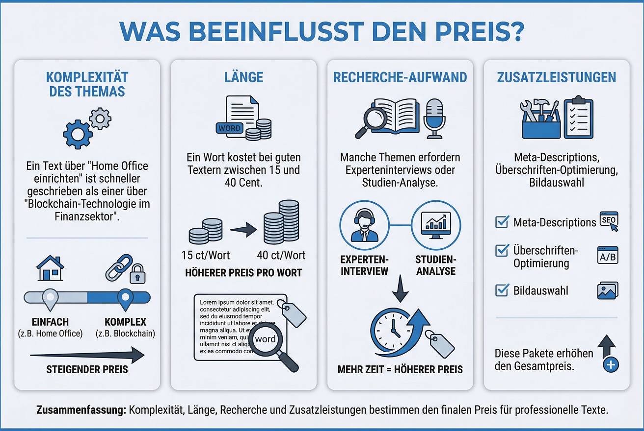 SEO Texte schreiben lassen Preisfaktoren