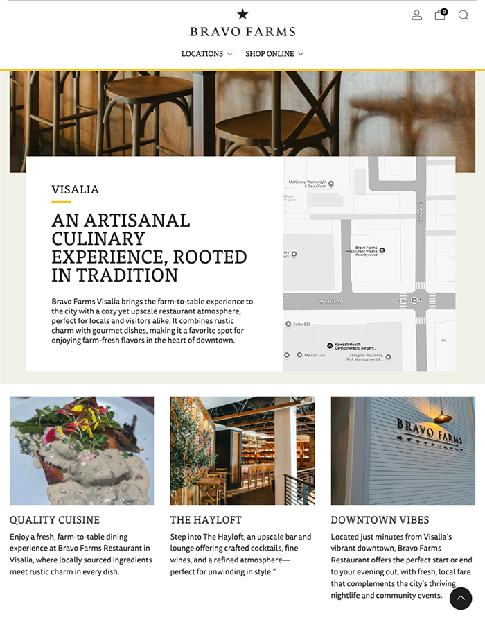 web design web development services client bravo farms central valley california