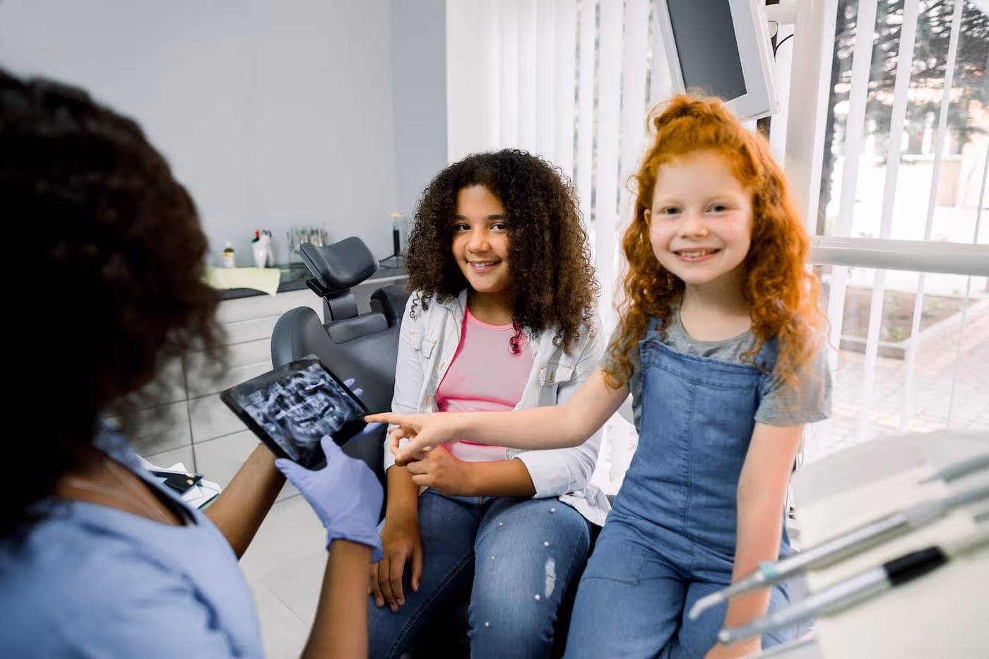 young girls at the dentist