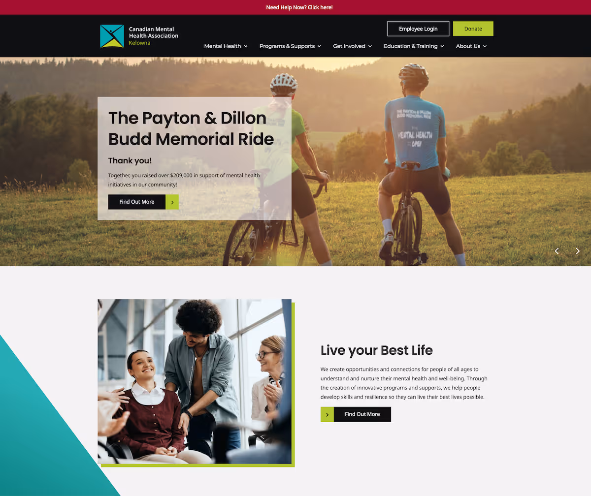 creative design samples from Nimble Digital's work for Canadian Mental Health Association Kelowna
