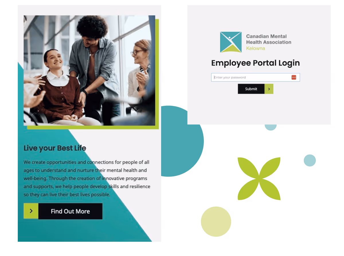 creative design samples from Nimble Digital's work for Canadian Mental Health Association Kelowna