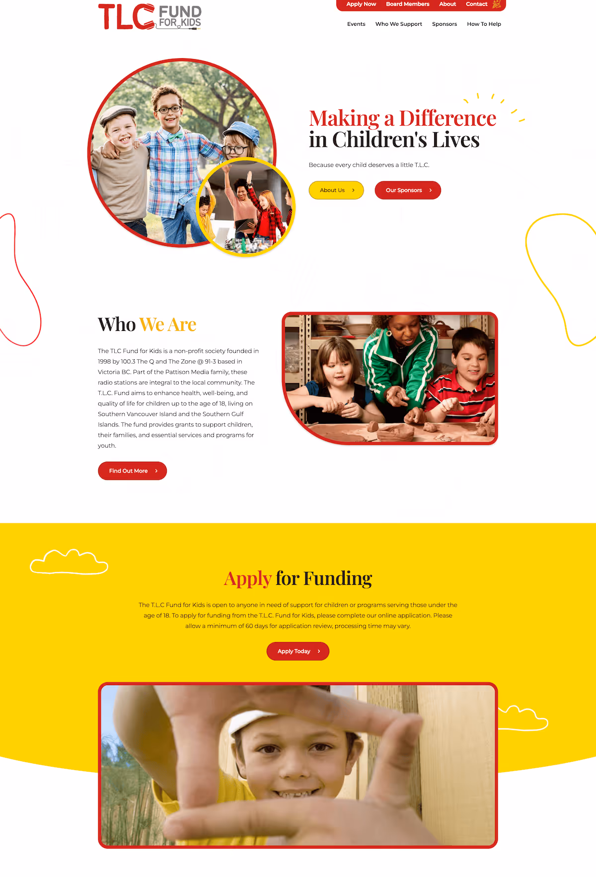 creative design samples from Nimble Digital's work for TLC Fund for Kids