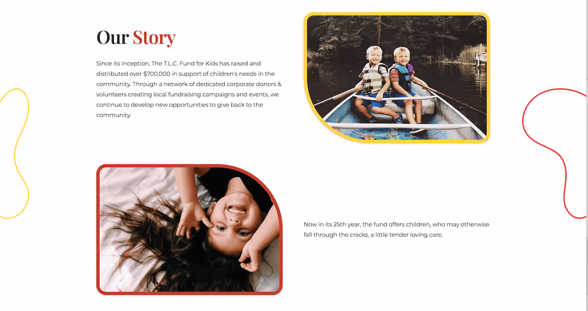 creative design samples from Nimble Digital's work for TLC Fund for Kids