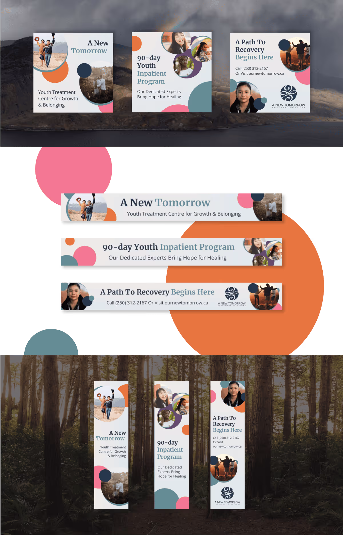creative design samples from Nimble Digital's work for A New Tomorrow