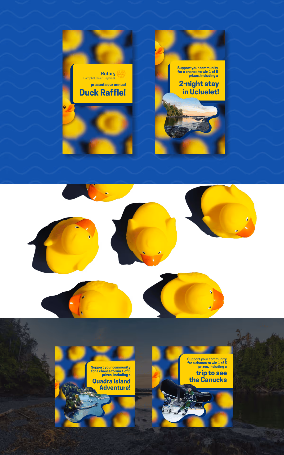 creative design samples from Nimble Digital's work for Campbell River Daybreak Rotary