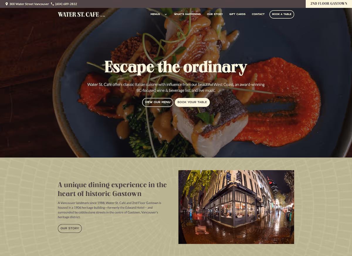 creative design samples from Nimble Digital's work for Water St. Cafe