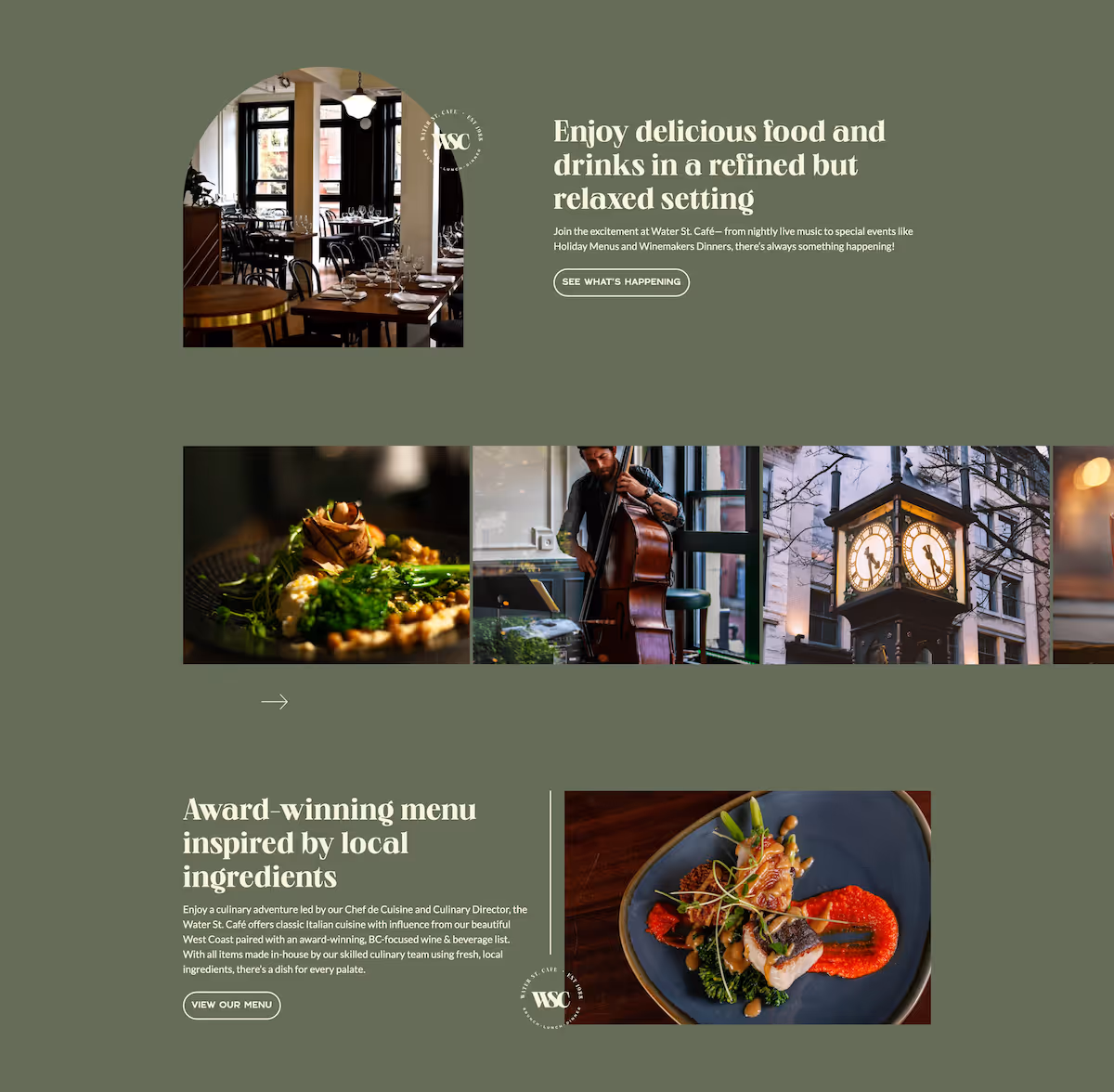 creative design samples from Nimble Digital's work for Water St. Cafe