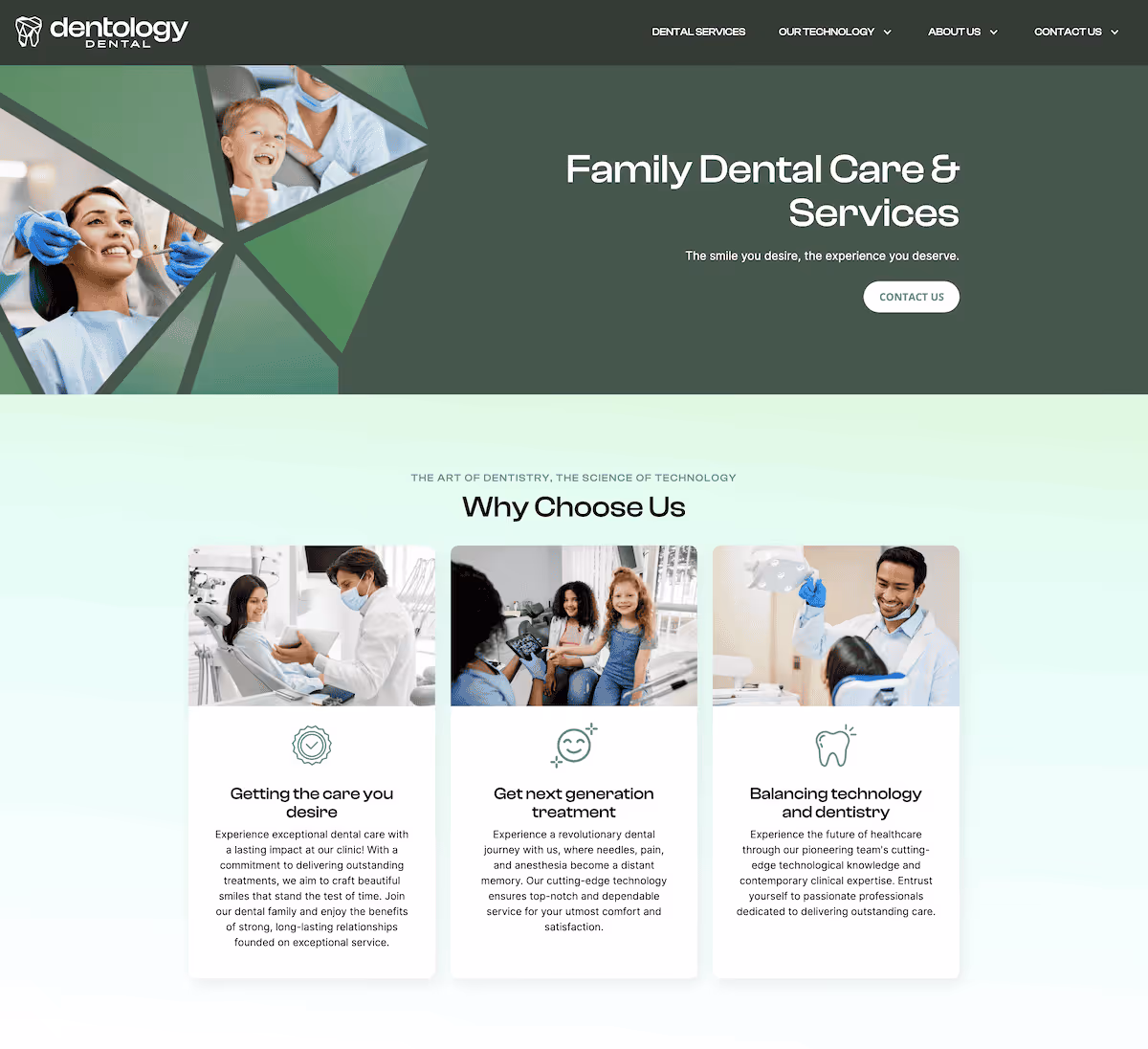 creative design samples from Nimble Digital's work for Dentology Dental