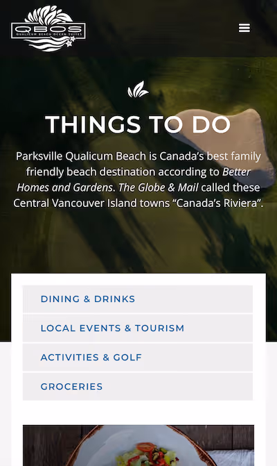 creative design samples from Nimble Digital's work for Qualicum Beach Ocean Suites