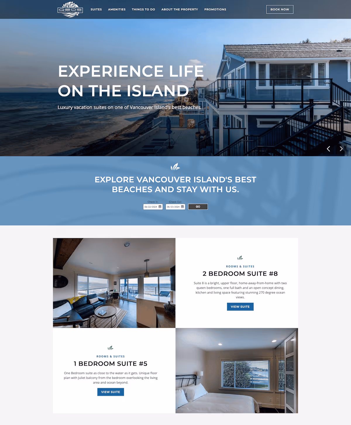 creative design samples from Nimble Digital's work for Qualicum Beach Ocean Suites