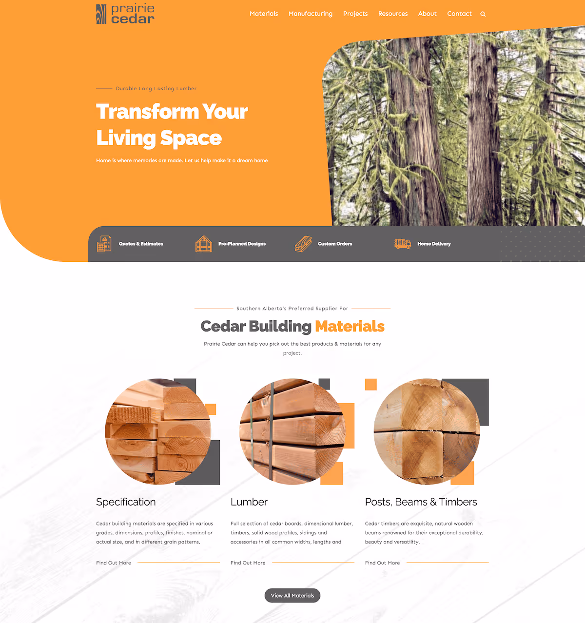 creative design samples from Nimble Digital's work for Prairie Cedar