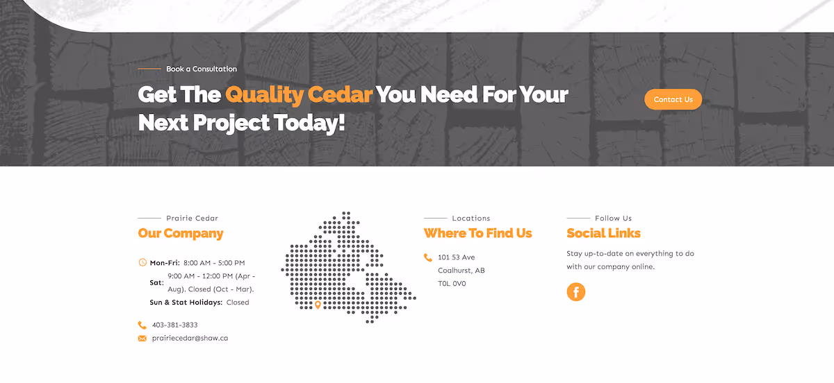 creative design samples from Nimble Digital's work for Prairie Cedar