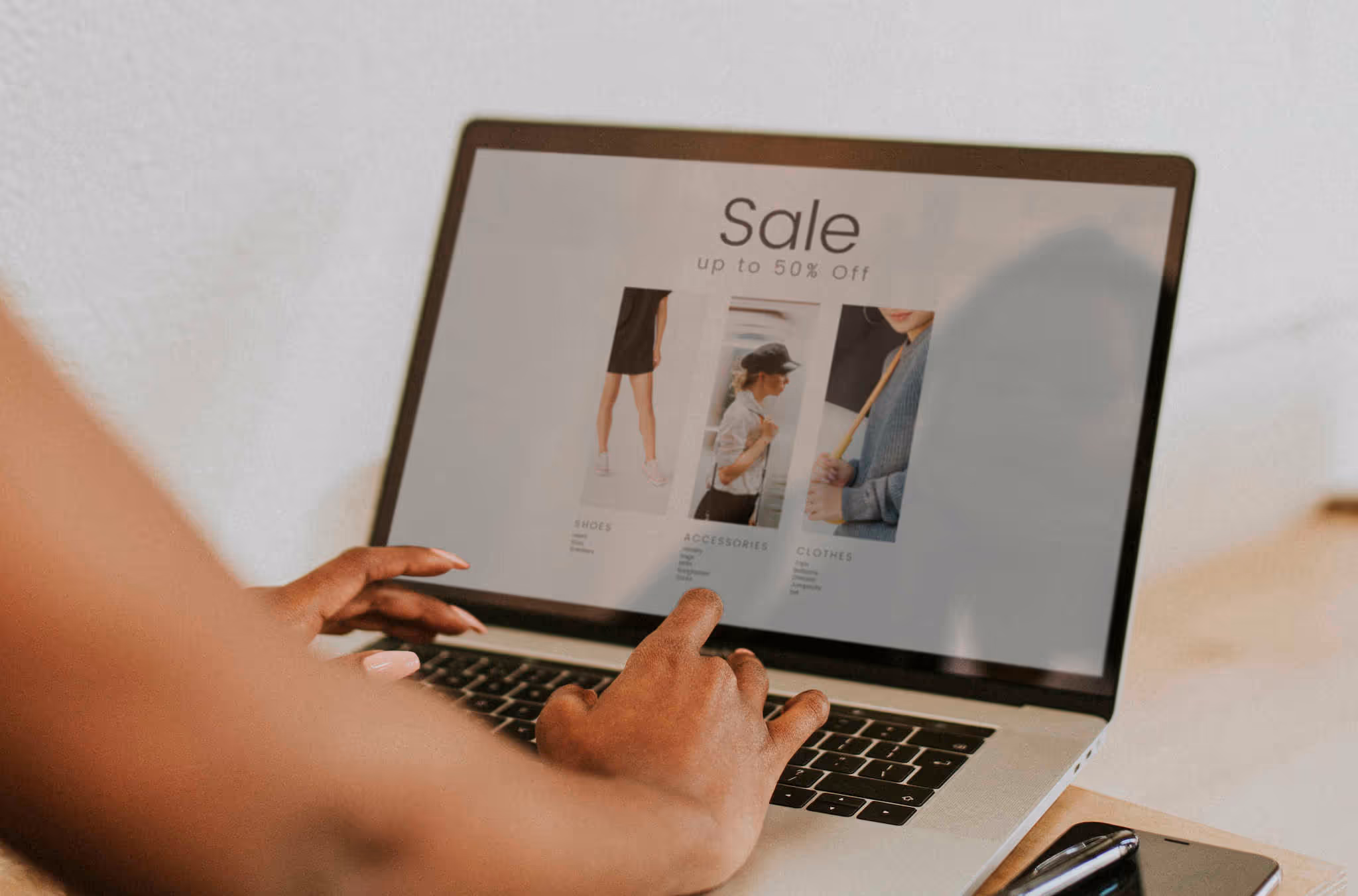 Woman shopping online using a local business ecommerce website