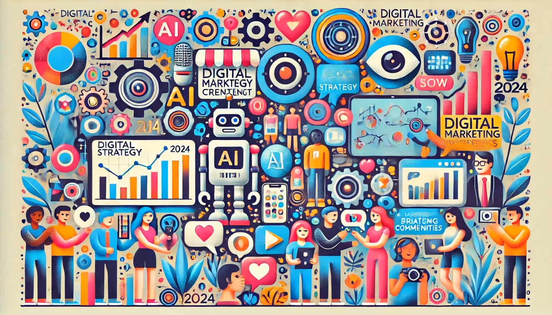 AI generated collage for 2024 digital marketing trends
