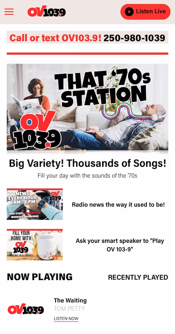 OV103.9 brand elements displayed with logo placement