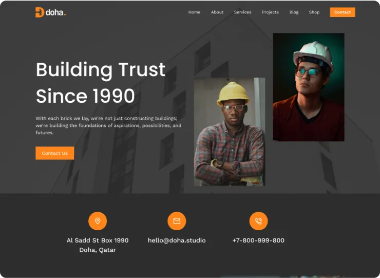 Construction Webflow Template - Doha - Designed by Azwedo.com and Wedoflow.com