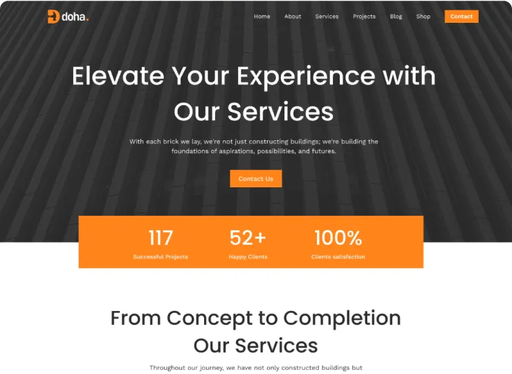 Construction Webflow Template - Doha - Designed by Azwedo.com and Wedoflow.com