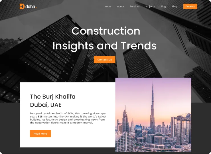 Construction Webflow Template - Doha - Designed by Azwedo.com and Wedoflow.com