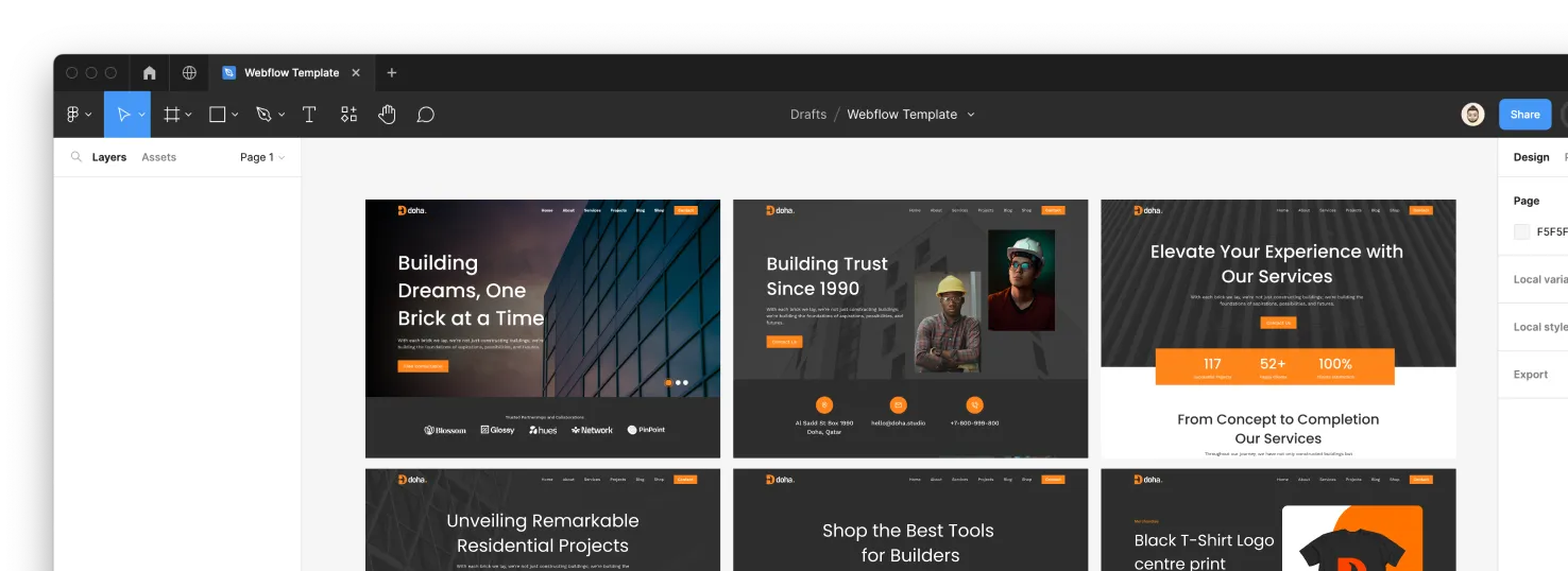 Construction Webflow Template - Doha - Designed by Azwedo.com and Wedoflow.com