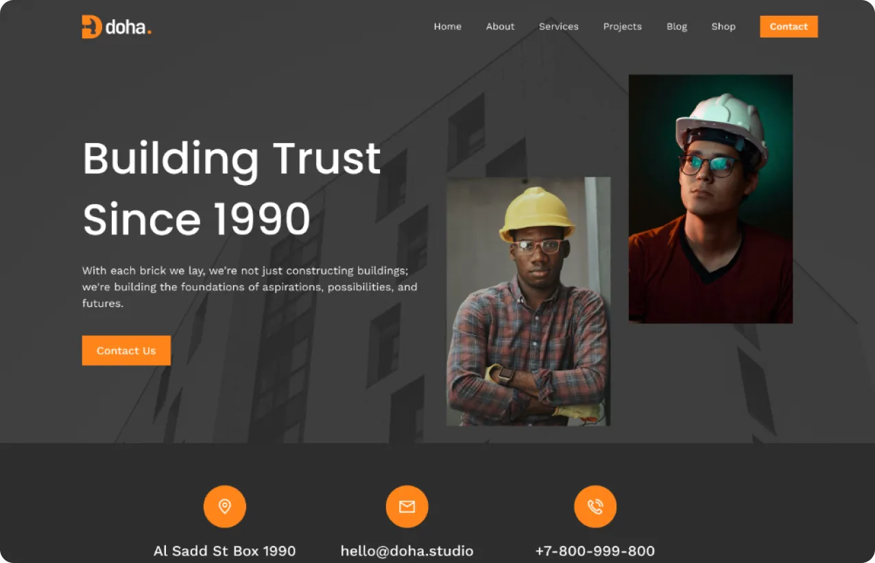 Construction Webflow Template - Doha - Designed by Azwedo.com and Wedoflow.com
