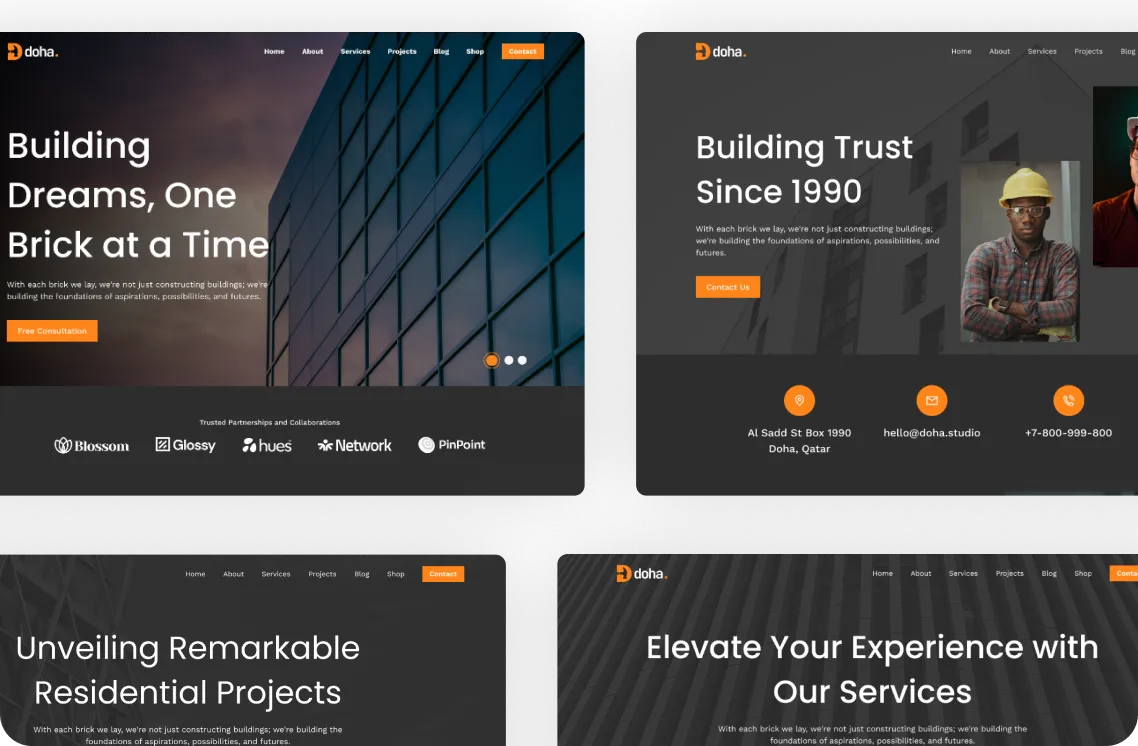 Construction Webflow Template - Doha - Designed by Azwedo.com and Wedoflow.com