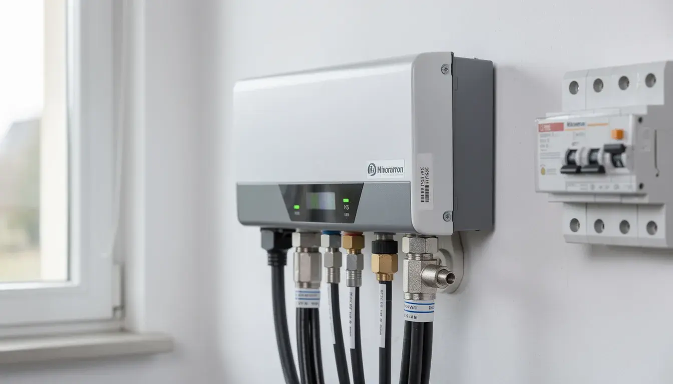 Moderner Wechselrichter in Hausinstallation.