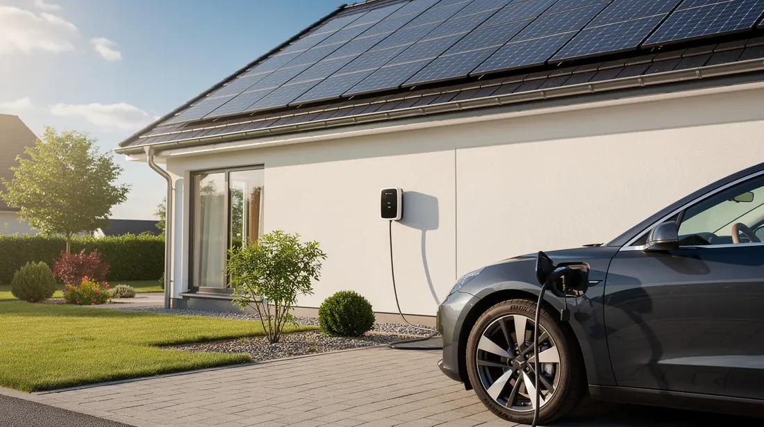 Solaranlage mit Batteriespeicher und Wallbox als Gesamtsystem am Einfamilienhaus