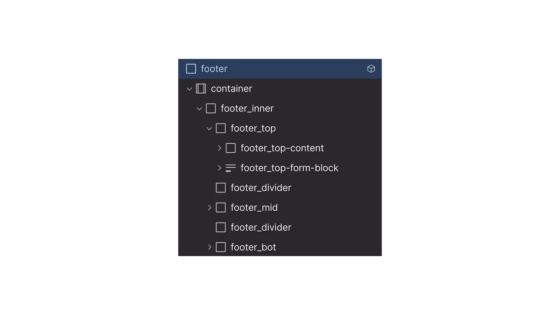 Component structure using class names specific to the component