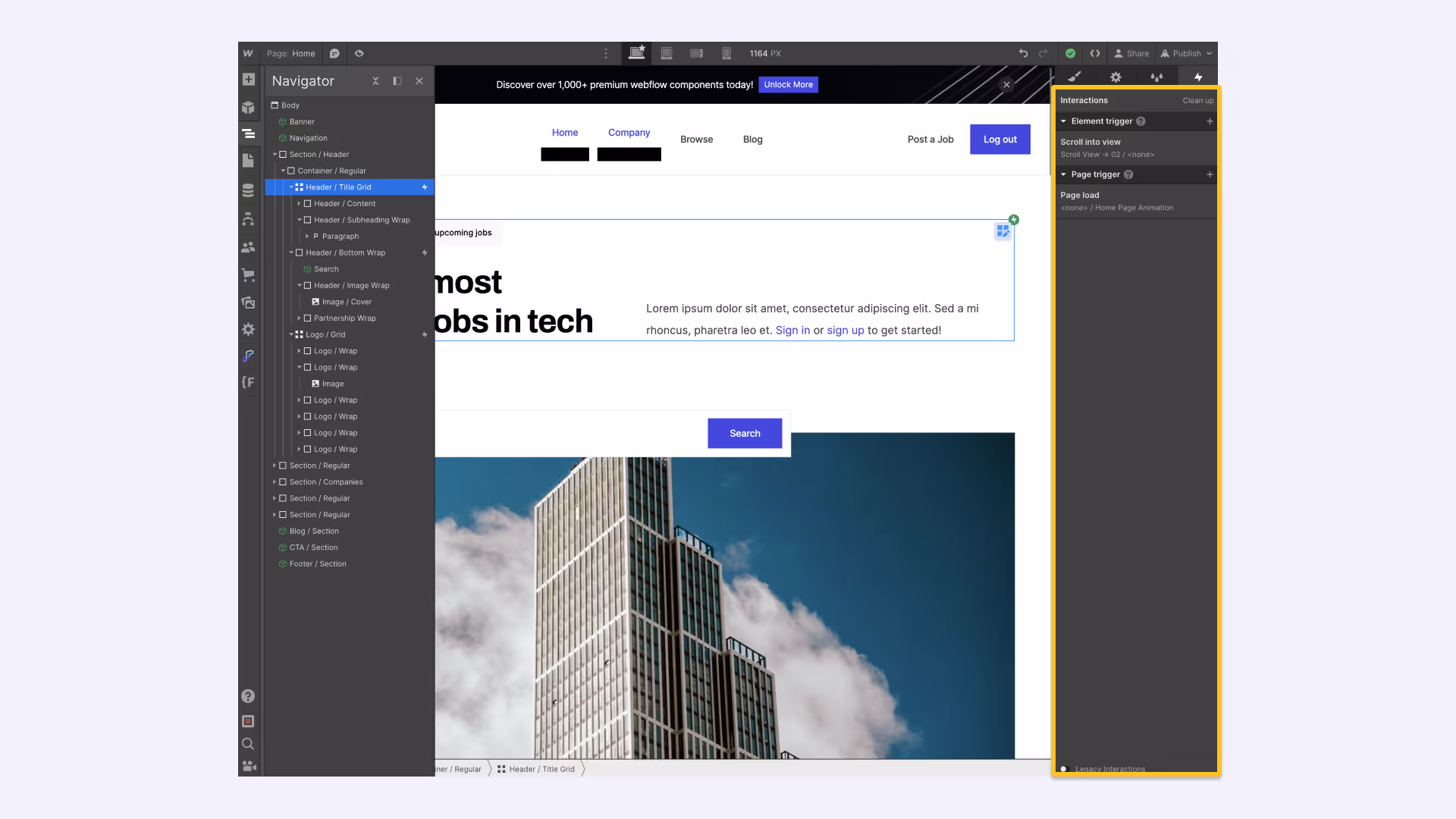 Designerのアニメーションのパネル
