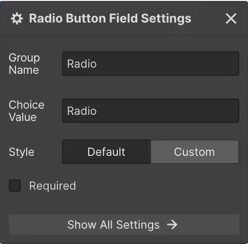 Radio Button Settings