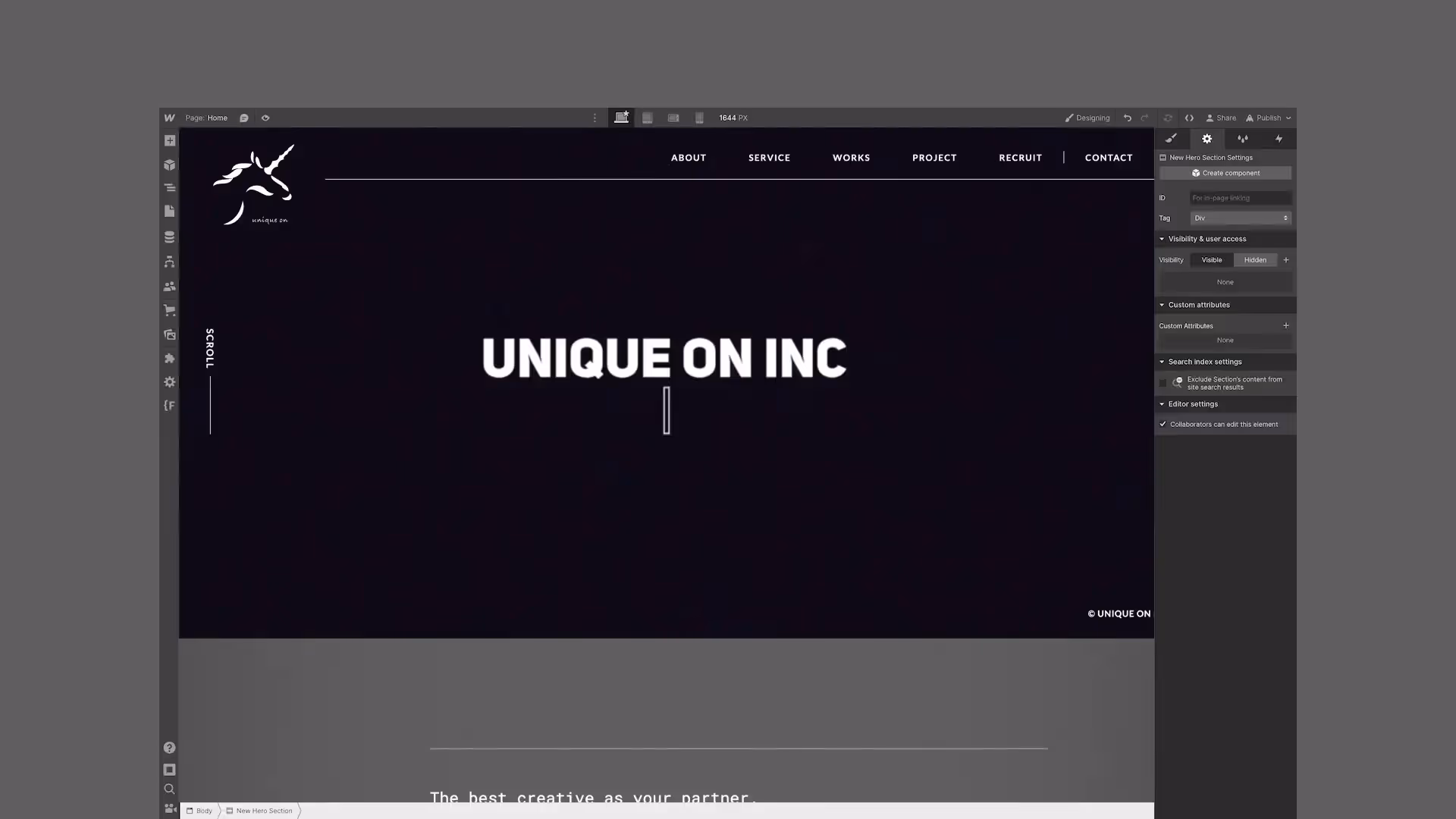 Unique OnのWebサイト