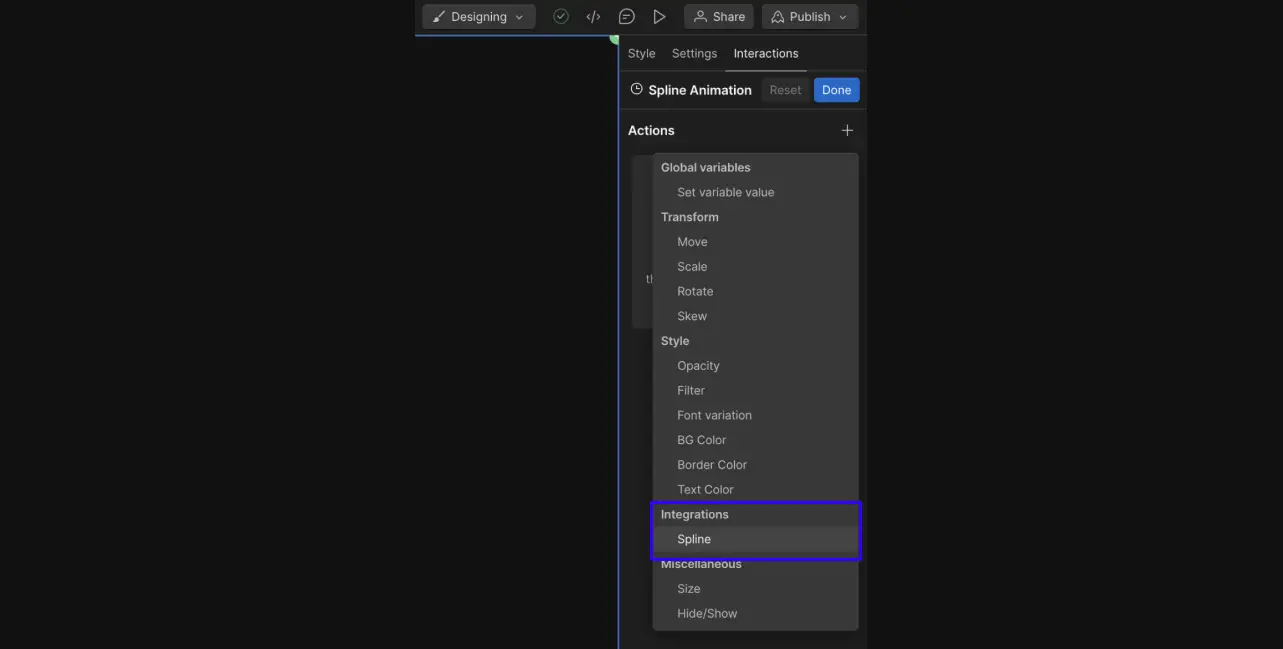 Animating Spline in Webflow