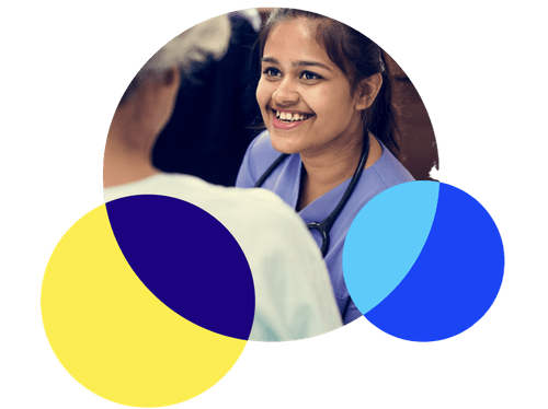 a woman with a stethoscope looking at a man