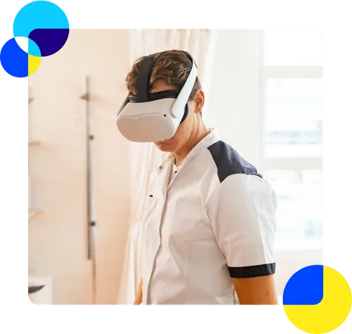 a man wearing a virtual reality headset