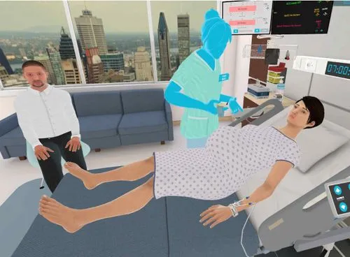 Patient and nurse in virtual reality