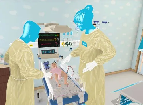Nurses and pediatric patient in virtual reality
