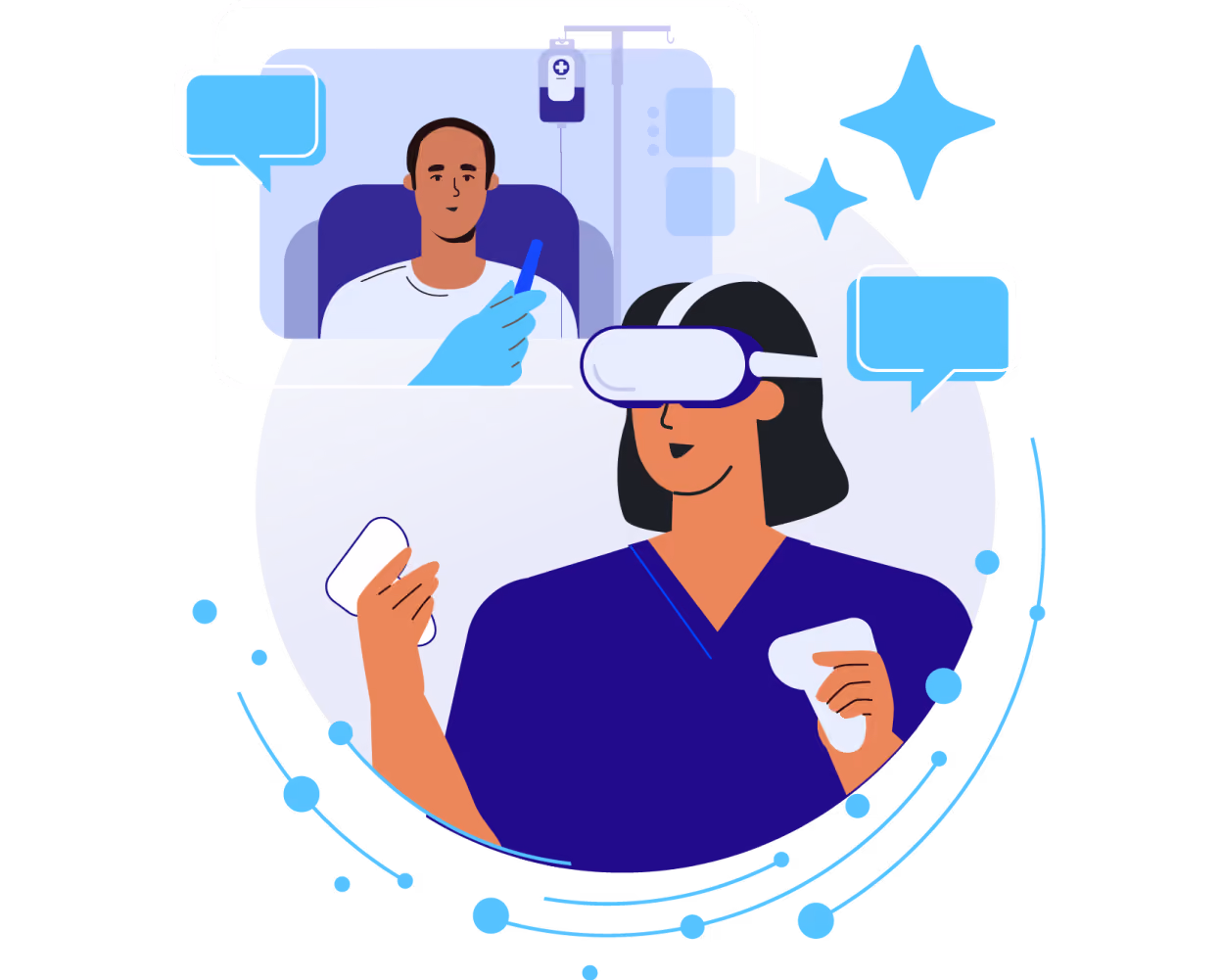 Nurse with VR headset illustration