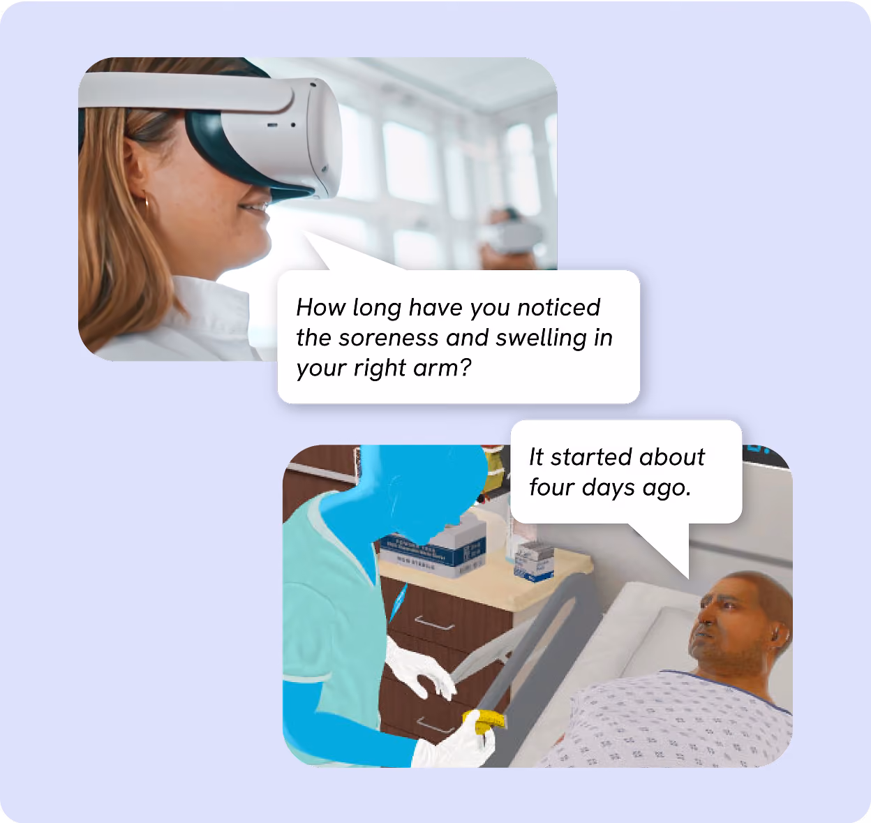 Mockup of nurse and VR interaction