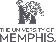 The University of Memphis emblem featuring a stylized M and a tiger head above it.