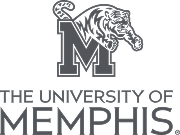 The University of Memphis emblem featuring a stylized M and a tiger head above it.