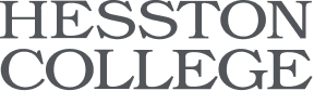 Hesston College text logo in black serif font on a white background.