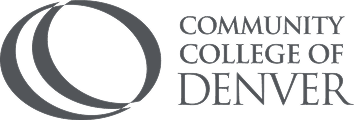 Community College of Denver logo with stylized circular design.