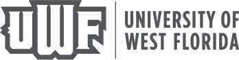 University of West Florida logo with stylized UWF initials and text.