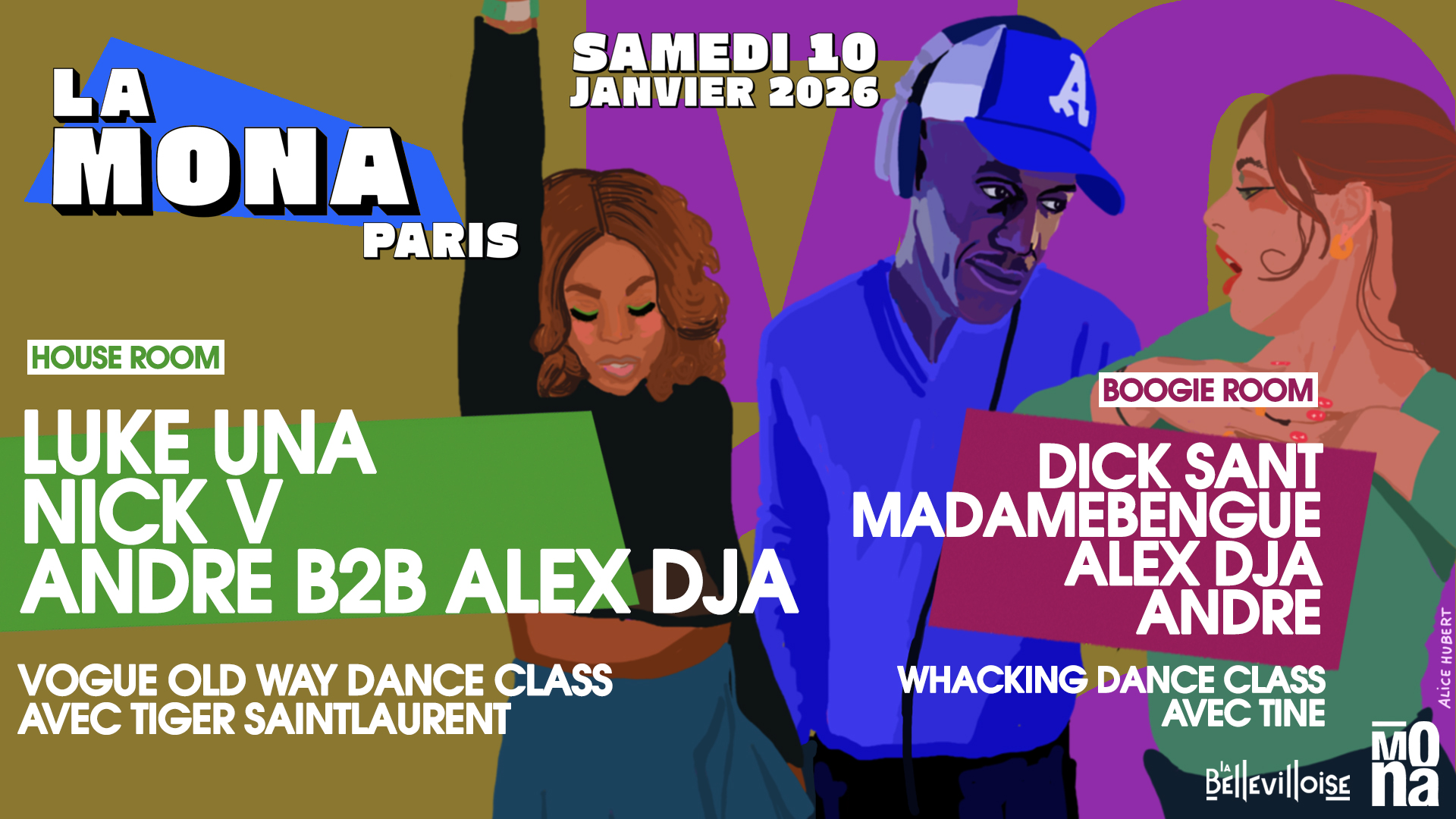 Jumping into 2026 avec Luke Una, Voguing et Whacking dance class et une Boogie Room hyper festive