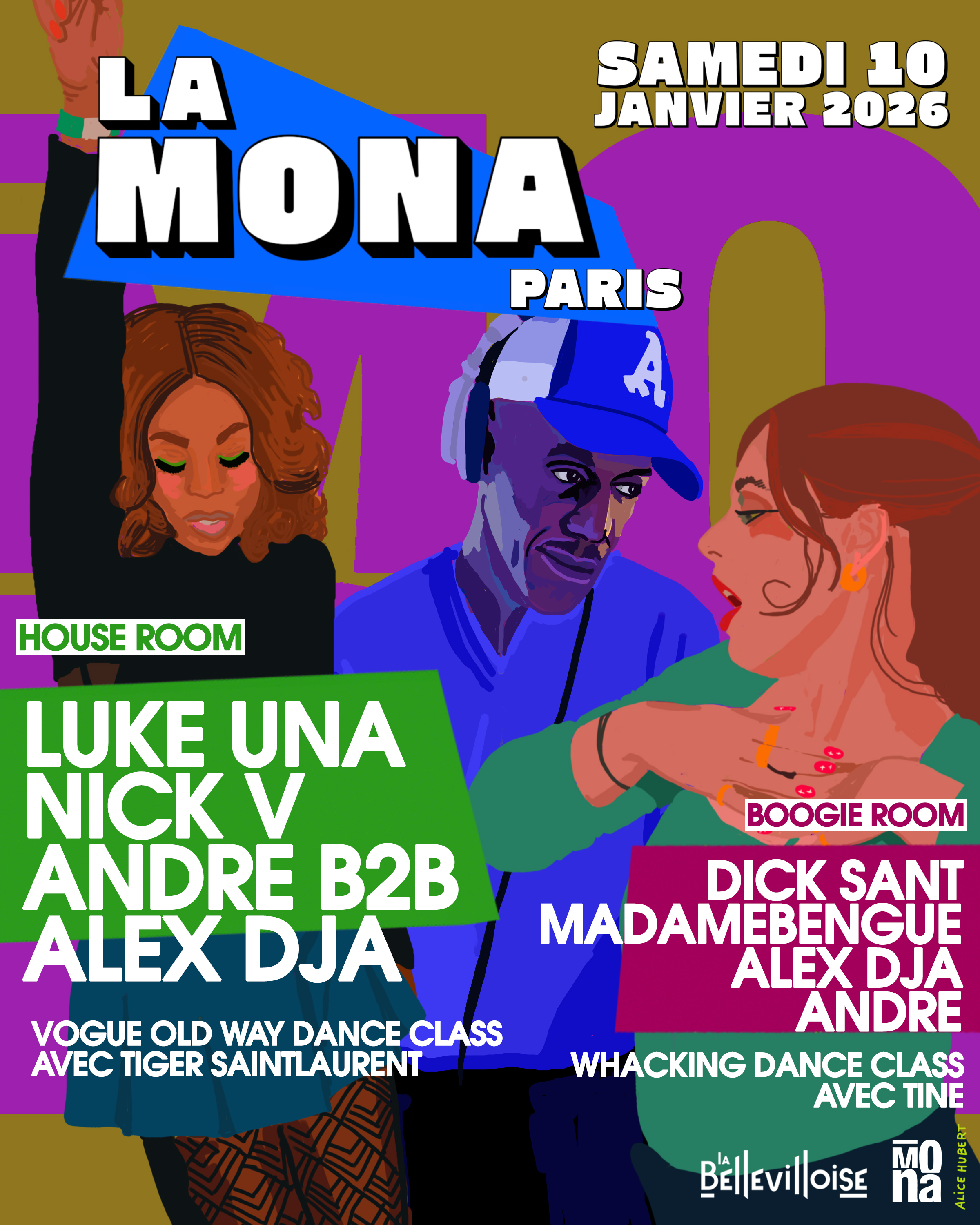 Jumping into 2026 avec Luke Una, Voguing et Whacking dance class et une Boogie Room hyper festive