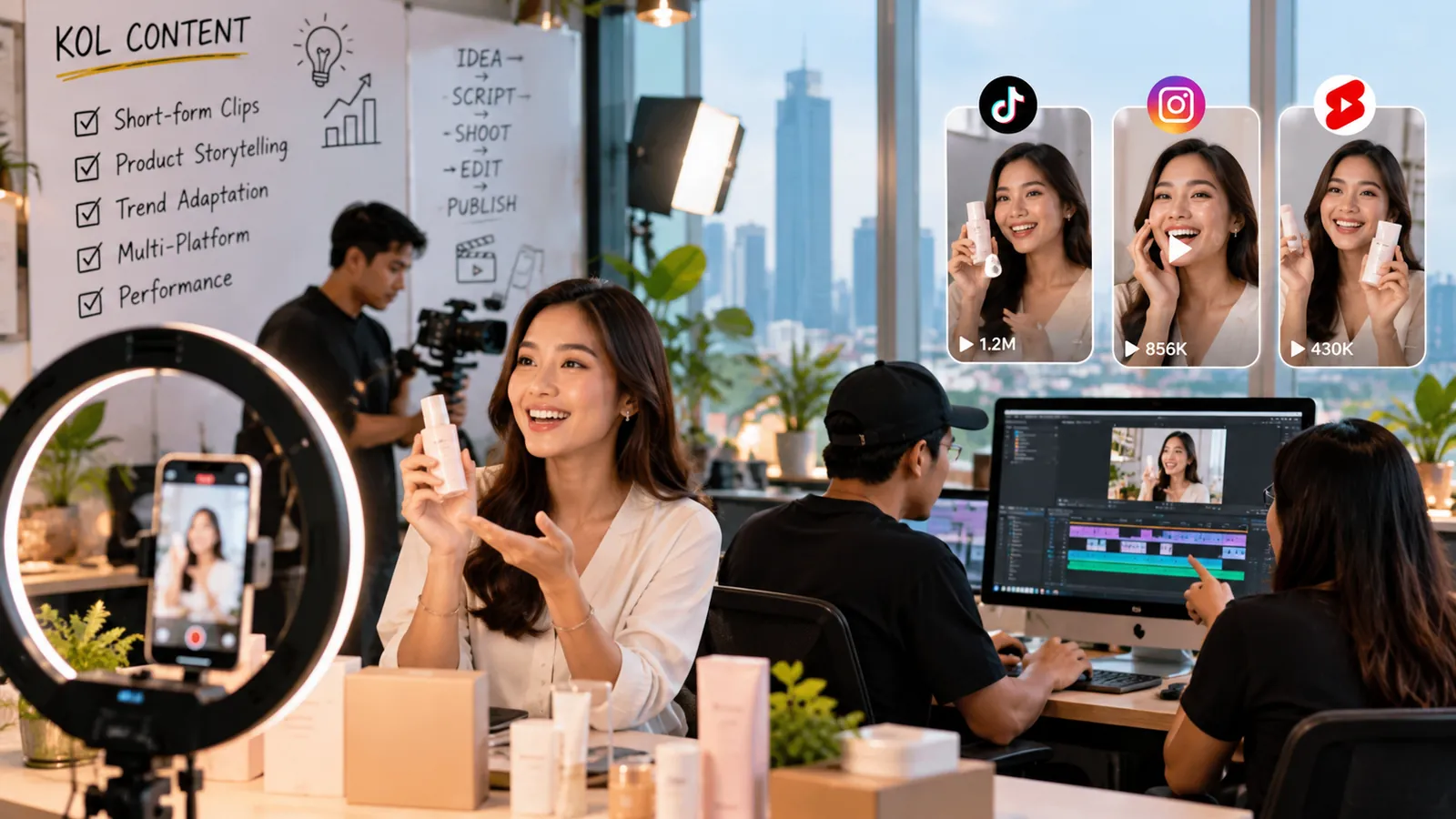 Jasa clipper dan agensi KOL: kreator Indonesia memproduksi konten pendek untuk TikTok, Instagram Reels, dan YouTube Shorts