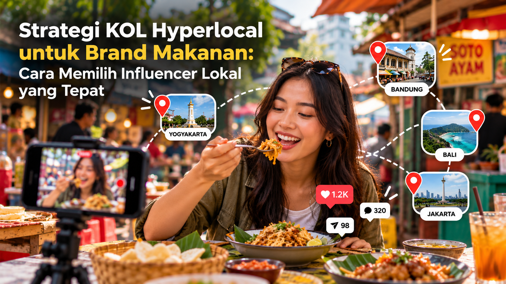 Strategi KOL hyperlocal untuk brand makanan: food influencer lokal mengulas kuliner dengan audiens di Yogyakarta, Bandung, Bali, dan Jakarta