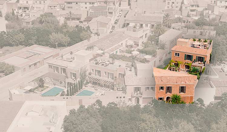 Aerial view of Ses Roques townhouse in Ses Salines, Mallorca