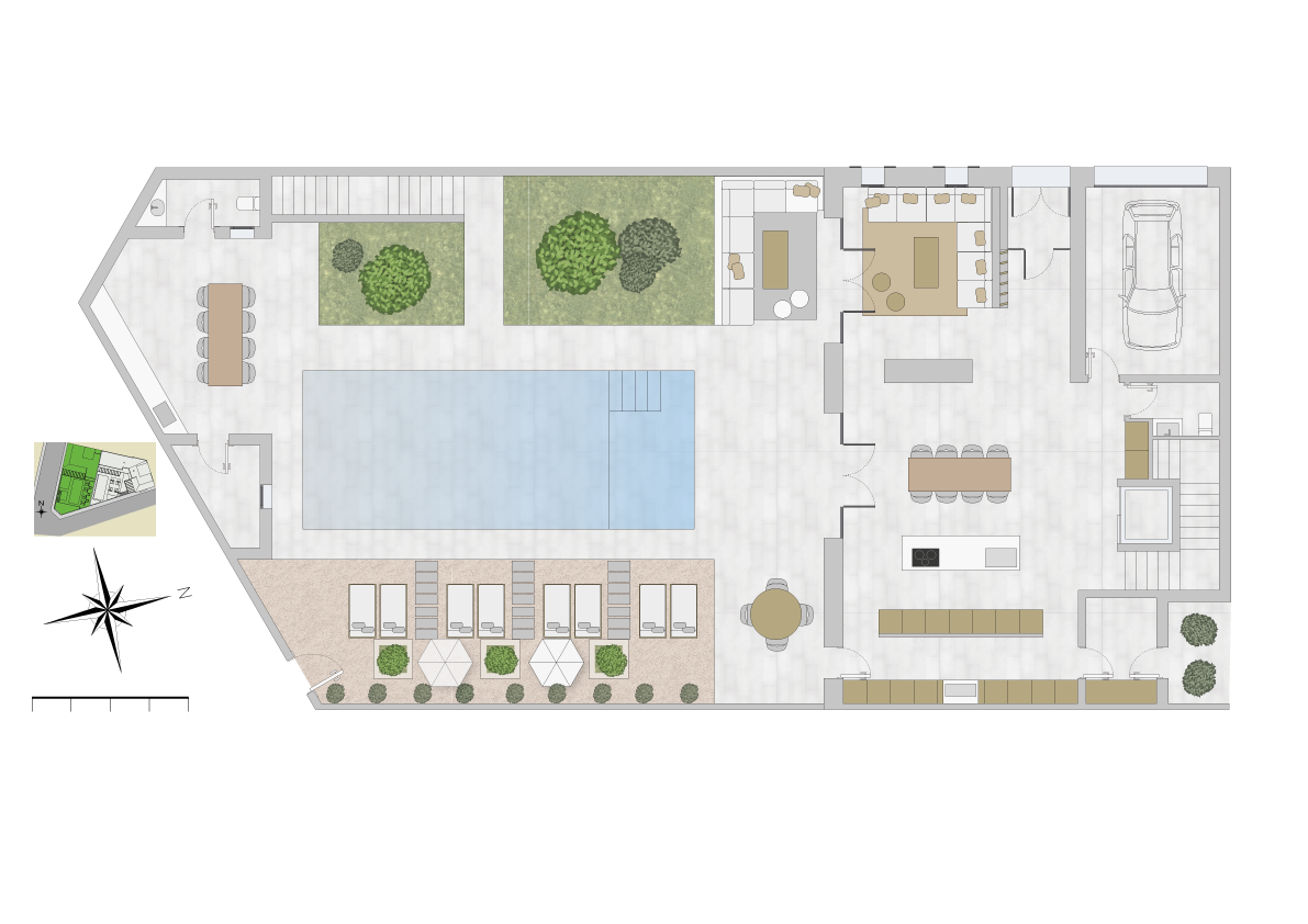 Groundfloor map of Sa Creta refined townhouse